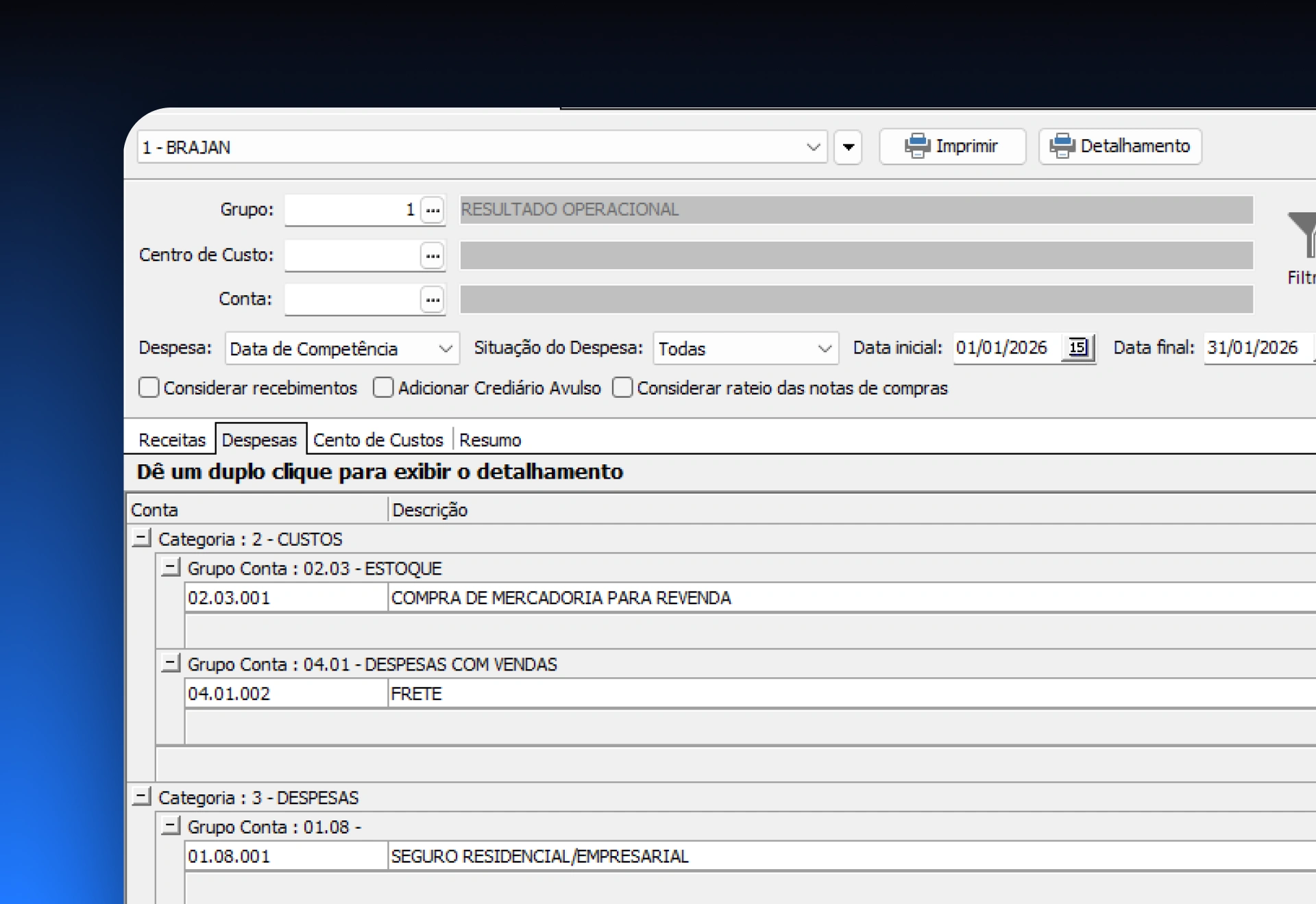 Interface do módulo Gestão de Processos